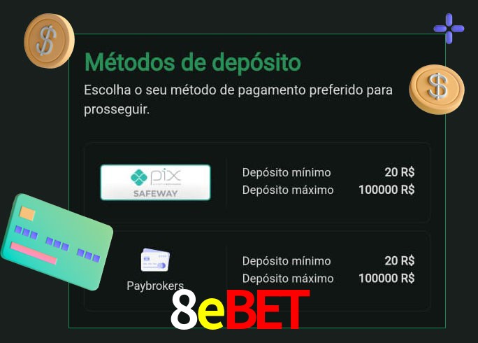 O cassino 8ebet oferece uma grande variedade de métodos de pagamento